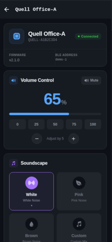 Quell app device detail