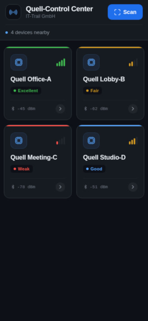 Quell app device list